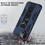 Wholesale Military Grade Armor Protection Stand Magnetic Feature Case for Apple iPhone 13 (6.1) (Navy Blue)