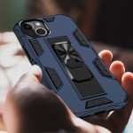 Wholesale Military Grade Armor Protection Stand Magnetic Feature Case for Apple iPhone 13 (6.1) (Navy Blue)