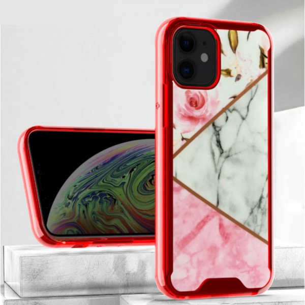 Wholesale Marble Design Bumper Edge Protection Slim Case for Apple iPhone 13 (6.1) (Red)