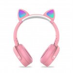 Wholesale Popit Cat Ear Bluetooth Wireless LED Foldable Headphone Headset with Built in Mic and FM Radio for Universal Cell Phone And Bluetooth Device CT-950 (Blue)