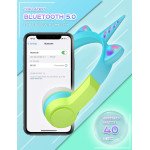 Wholesale Unicorn Cat Ear Bluetooth Wireless LED Foldable Headphone Headset with Built in Mic and FM Radio for Universal Cell Phone And Bluetooth Device CXT8M (Blue Green)