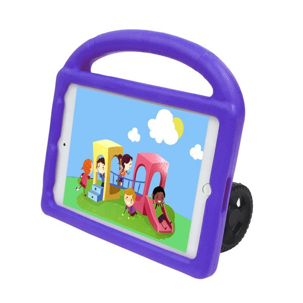 Wholesale Silicone Car Wheel Stand With Handle Shockproof Durable Protective Cover Case For Kids for Apple iPad 10.2 8th / 7th Gen [2020 / 2019] (Purple)