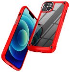 Wholesale Strong Clear Armor Plate Slim Edge Bumper Protective Case for iPhone 14 Plus [6.7] (Red)