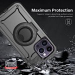 Wholesale Premium Shockproof Heavy Duty Armor Magnetic MagSafe Case With Rugged Stand for iPhone 14 [6.1] (Black)