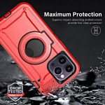 Wholesale Premium Shockproof Heavy Duty Armor Magnetic MagSafe Case With Rugged Stand for iPhone 14 [6.1] (Red)