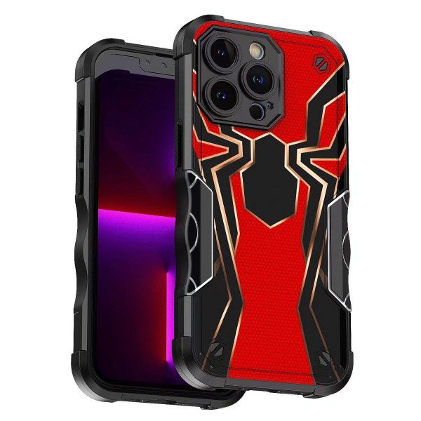 Wholesale Design Fashion Picture Design Strong Shockproof Hybrid Grip Case Cover for iPhone 14 Plus [6.7] (Spider Red)