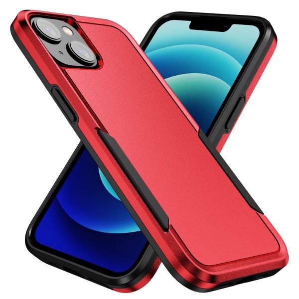 Wholesale Heavy Duty Strong Armor Hybrid Trailblazer Case Cover for iPhone 14 [6.1] (Red)