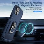 Wholesale Heavy Duty Strong Armor Ring Stand Grip Hybrid Trailblazer Case Cover for iPhone 14 Plus [6.7] (Navy Blue)