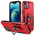 Wholesale Heavy Duty Strong Armor Ring Stand Grip Hybrid Trailblazer Case Cover for iPhone 14 Plus [6.7] (Red)