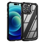 Wholesale Strong Clear Armor Plate Slim Edge Bumper Protective Case for iPhone 14 Pro [6.1] (Black)