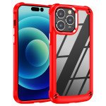 Wholesale Strong Clear Armor Plate Slim Edge Bumper Protective Case for iPhone 14 Pro [6.1] (Red)