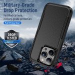 Wholesale Heavy Duty Strong Armor Hybrid Trailblazer Case Cover for Apple iPhone 15 Pro Max (Black)