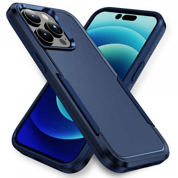 Wholesale Heavy Duty Strong Armor Hybrid Trailblazer Case Cover for Apple iPhone 15 Pro (Navy Blue)