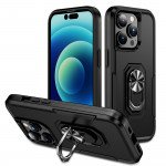 Wholesale Heavy Duty Strong Armor Ring Stand Grip Hybrid Trailblazer Case Cover for iPhone 14 Pro Max [6.7] (Black)