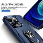 Wholesale Heavy Duty Strong Armor Ring Stand Grip Hybrid Trailblazer Case Cover for iPhone 14 Pro [6.1] (Navy Blue)