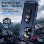 Wholesale Heavy Duty Strong Armor Ring Stand Grip Hybrid Trailblazer Case Cover for iPhone 14 Pro Max [6.7] (Navy Blue)