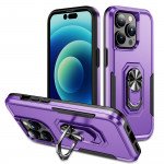 Wholesale Heavy Duty Strong Armor Ring Stand Grip Hybrid Trailblazer Case Cover for iPhone 14 Pro [6.1] (Purple)