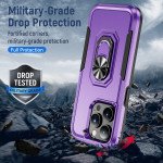 Wholesale Heavy Duty Strong Armor Ring Stand Grip Hybrid Trailblazer Case Cover for iPhone 14 Pro Max [6.7] (Purple)