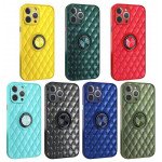 Wholesale Slim Quilted PU Leather Luxury Shockproof 360 Ring Stand Protective Cover Phone Case for Apple iPhone 13 [6.1] (Black)