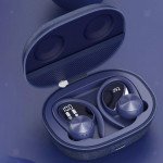 Wholesale Ear Hook Battery Display TWS Gaming Bluetooth Wireless Headphone Earbuds Headset With Zipper Carrying Case for Universal Cell Phone And Bluetooth Device J92 (Blue)