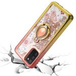 Wholesale Liquid Star Dust Glitter Dual Color Hybrid Protective Armor Ring Case Cover for Samsung Galaxy A32 4G (RoseGold/Gold)