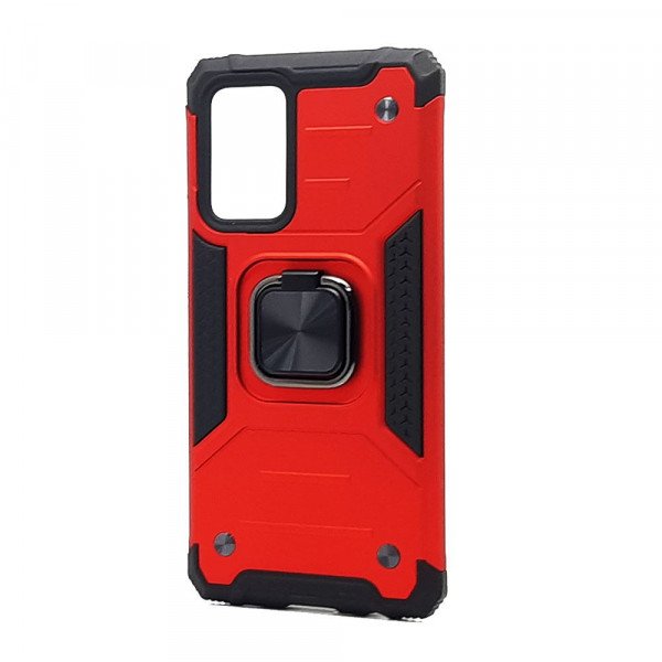 Wholesale Armor Hybrid Double Layer Rotating Square Ring Holder Kickstand Magnetic Car Mount Plate Armor Case for Samsung Galaxy A03s (USA) (Red)