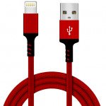 Wholesale IP 2.4A Lighting Durable Braided Cloth USB Cable 3FT for Universal iPhone and iPad Devices (Red)