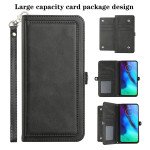Wholesale Premium PU Leather Folio Wallet Front Cover Case with Card Holder Slots and Wrist Strap for Motorola G Stylus 5G / 4G 2022 (Black)