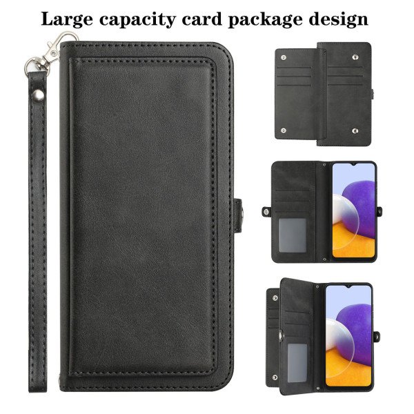 Wholesale Premium PU Leather Folio Wallet Front Cover Case with Card Holder Slots and Wrist Strap for Motorola Moto G Play 2023 / Moto G Power 2022 / Moto G Pure (Black)