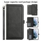 Wholesale Premium PU Leather Folio Wallet Front Cover Case with Card Holder Slots and Wrist Strap for Samsung Galaxy A53 5G (Black)