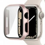 Wholesale Tempered Glass Screen Protector Full Coverage Shockproof Cover Case for Apple Watch Series 9/8/7 [41MM] (Rose Gold)